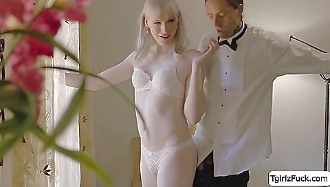 Sexy blonde gets ass fucked and drilled in a threesome