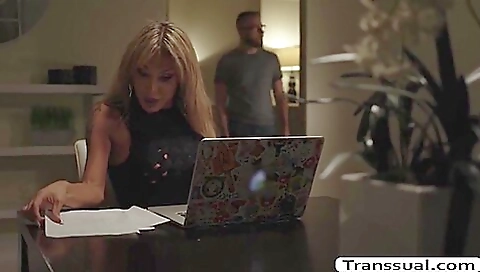 Blonde tattooed whore with nice big tits gets on the bed