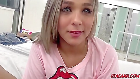 Guy fucks big tittied blonde and brunette threesome