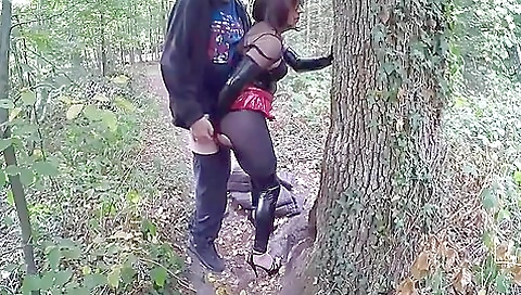 Beautiful petite with sexy tits and ass anal sex in the woods