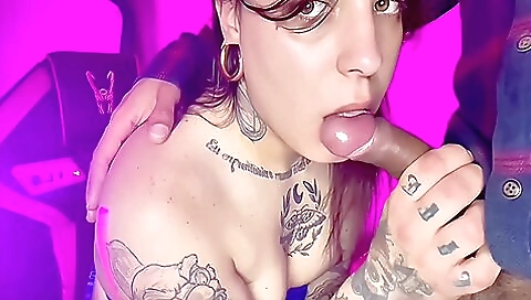 Hot brunette gets anal fucked from behind in a threesome