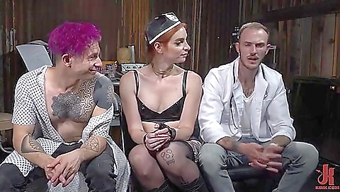 Busty brunette getting fucked and fucked by a dude