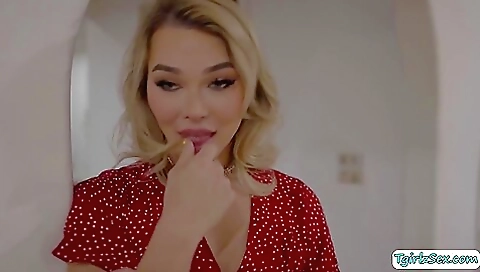 Bright blonde babe 18+ gets her mouth and anus filled deep