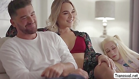 Incredible anal fuck by a sexy blonde mature shemale